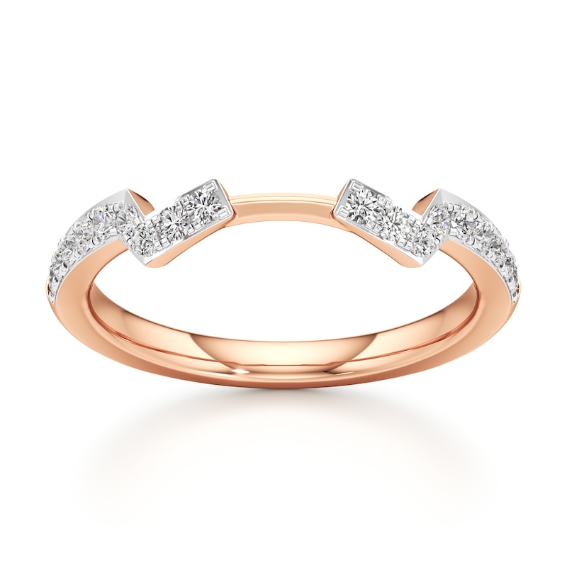 Main Image 1 of J'Lure Lab-Grown Diamond Angled Contour Wedding Band 1/4 ct tw 18K Rose Gold