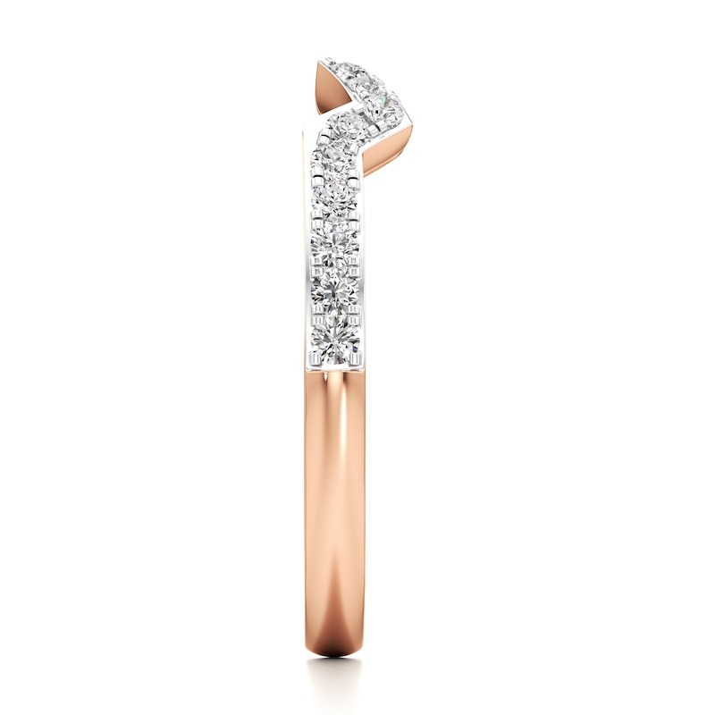 Main Image 3 of J'Lure Lab-Grown Diamond Angled Contour Wedding Band 1/4 ct tw 18K Rose Gold