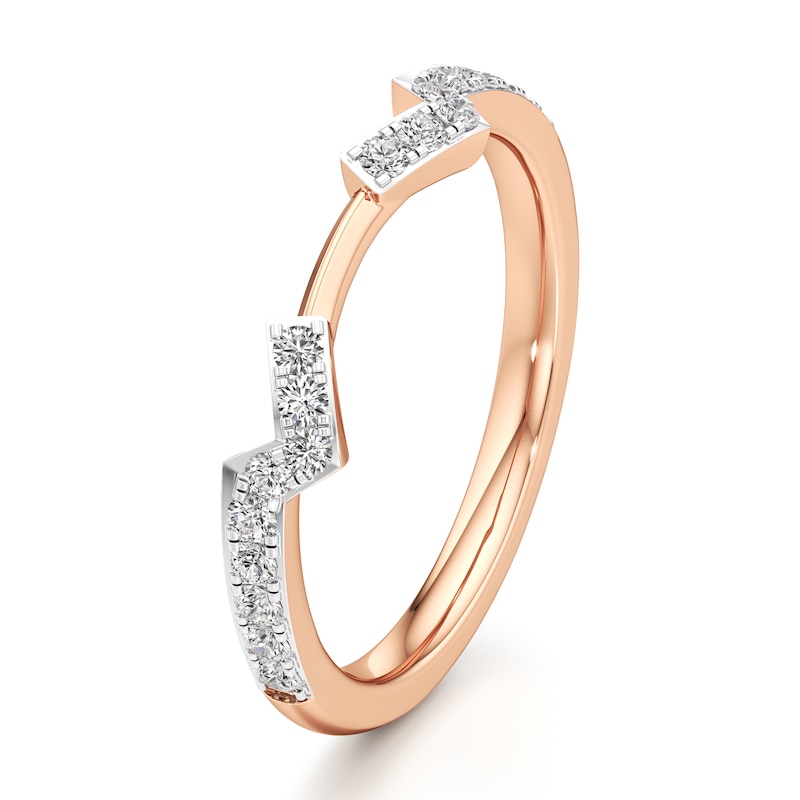 Main Image 4 of J'Lure Lab-Grown Diamond Angled Contour Wedding Band 1/4 ct tw 18K Rose Gold