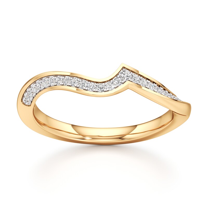 Main Image 1 of J'Lure Lab-Grown Diamond Contour Wedding Band 1/8 ct tw 18K Yellow Gold