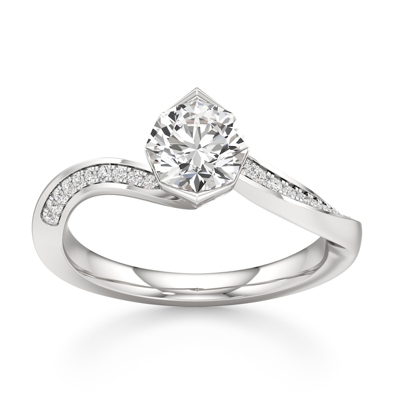 Main Image 1 of J'Lure Octagon Brilliant-Cut Lab-Grown Diamond Bypass Engagement Ring 1 ct tw 18K White Gold