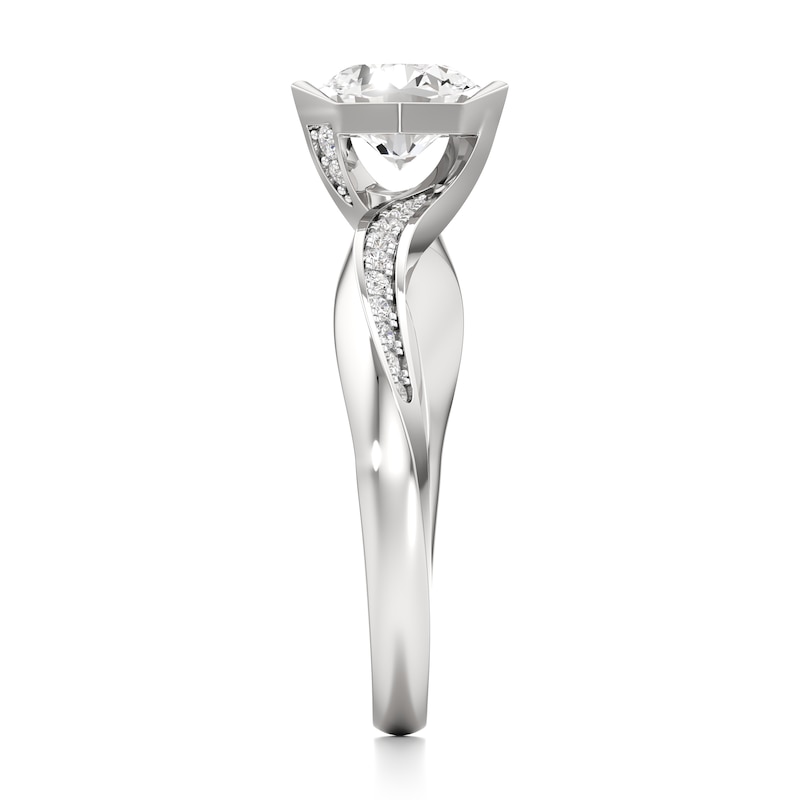 Main Image 3 of J'Lure Octagon Brilliant-Cut Lab-Grown Diamond Bypass Engagement Ring 1 ct tw 18K White Gold
