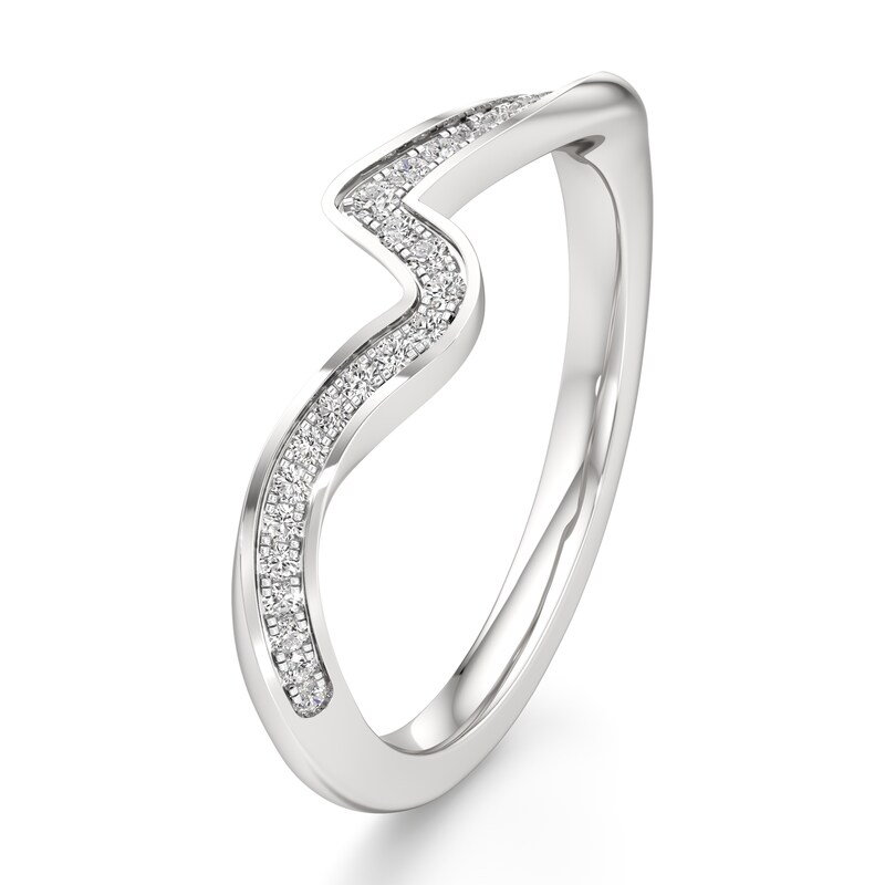 Main Image 4 of J'Lure Lab-Grown Diamond Contour Wedding Band 1/6 ct tw 18K White Gold