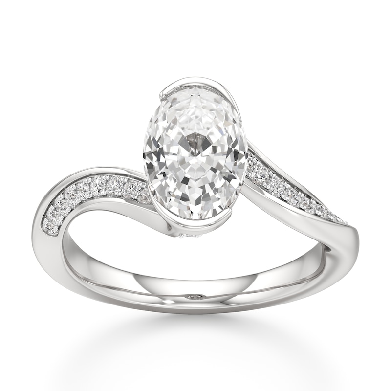 Main Image 1 of J'Lure Oval Step-Cut Lab-Grown Diamond Bypass Engagement Ring 2-1/5 ct tw 18K White Gold