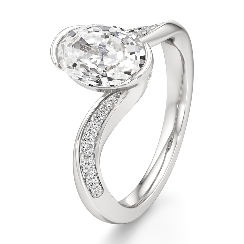 Main Image 4 of J'Lure Oval Step-Cut Lab-Grown Diamond Bypass Engagement Ring 2-1/5 ct tw 18K White Gold