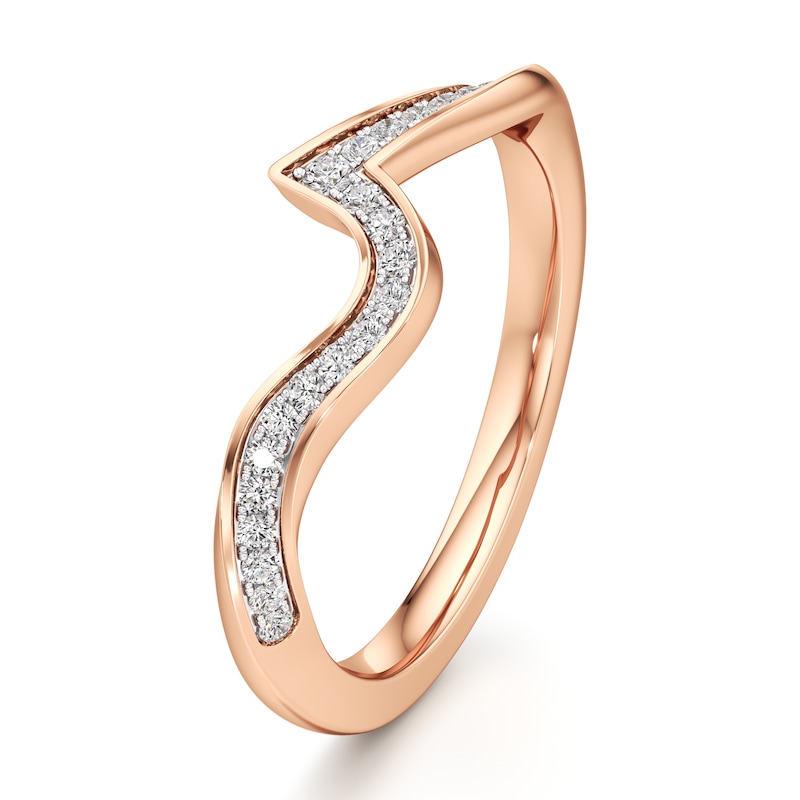 Main Image 4 of J'Lure Lab-Grown Diamond Contour Wedding Band 1/6 ct tw 18K Rose Gold