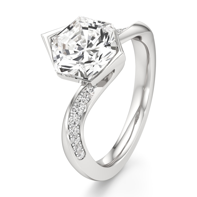 Main Image 4 of J'Lure Hexagon Brilliant-Cut Lab-Grown Diamond Bypass Engagement Ring 3-1/4 ct tw 18K White Gold