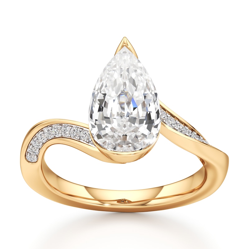 Main Image 1 of J'Lure Pear Step-Cut Lab-Grown Diamond Bypass Engagement Ring 3-1/5 ct tw 18K Yellow Gold