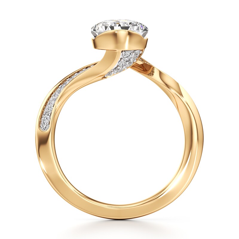 Main Image 2 of J'Lure Pear Step-Cut Lab-Grown Diamond Bypass Engagement Ring 3-1/5 ct tw 18K Yellow Gold