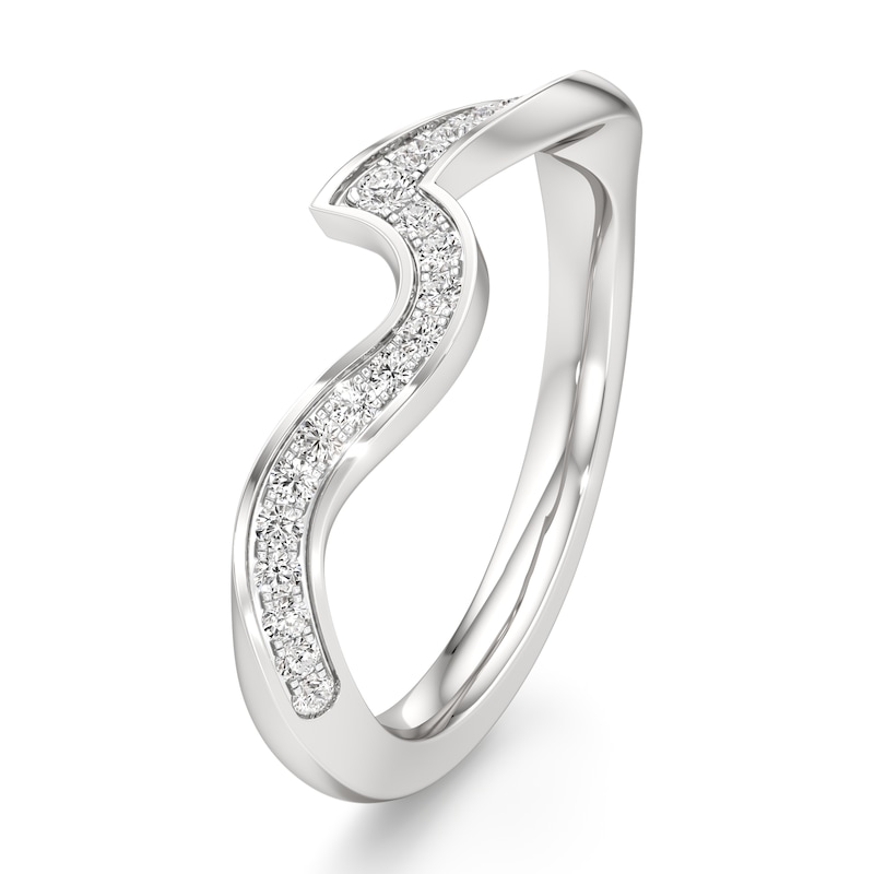 Main Image 4 of J'Lure Lab-Created Diamond Contour Wedding Band 1/5 ct tw 18K White Gold