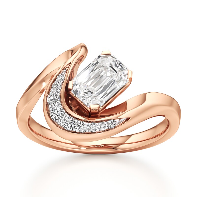 Main Image 1 of J'Lure Imperial-Emerald Step-Cut Lab-Grown Diamond Engagement Ring 1 ct tw 18K Rose Gold