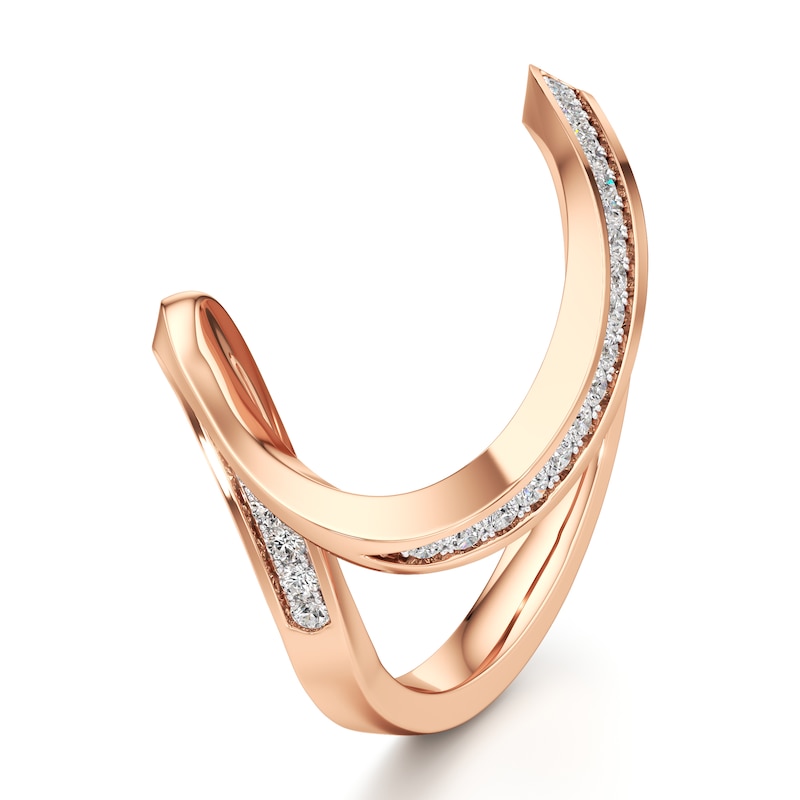 Main Image 4 of J'Lure Lab-Grown Diamond Contour Wedding Band 1/6 ct tw 18K Rose Gold