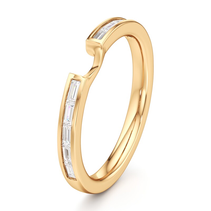 Main Image 4 of J'Lure Baguette-Cut Lab-Grown Diamond Contour Wedding Band 3/8 ct tw 18K Yellow Gold