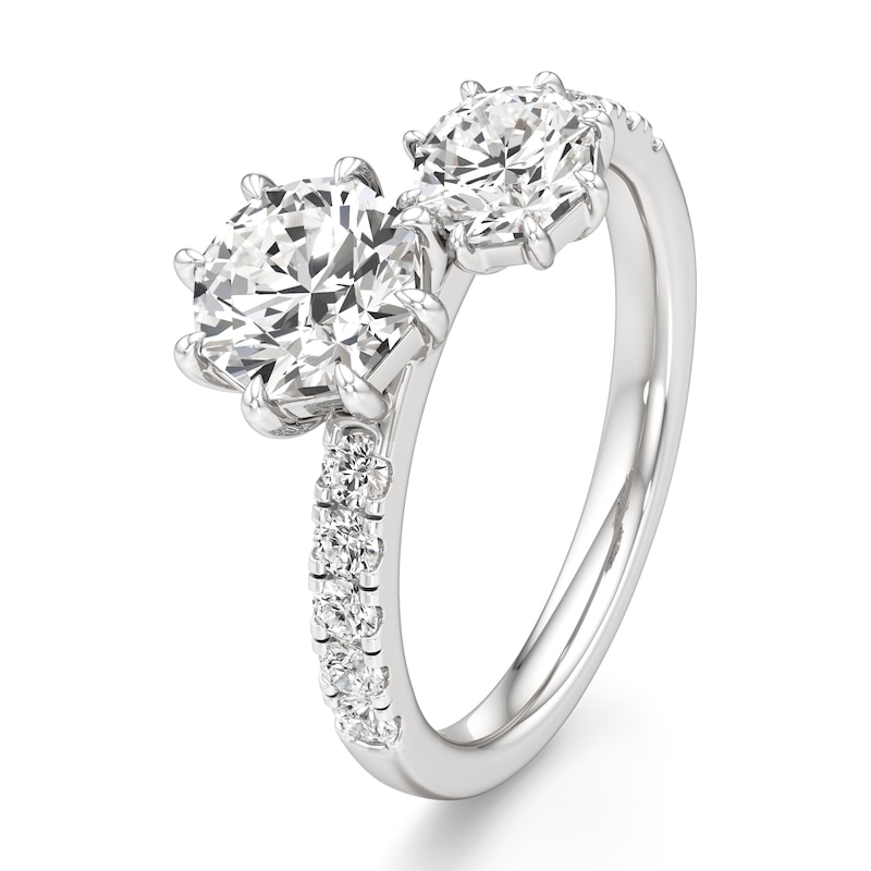 Main Image 4 of J'Lure Octagon Brilliant-Cut Two-Stone Lab-Grown Diamond Engagement Ring 1-7/8 ct tw 18K White Gold