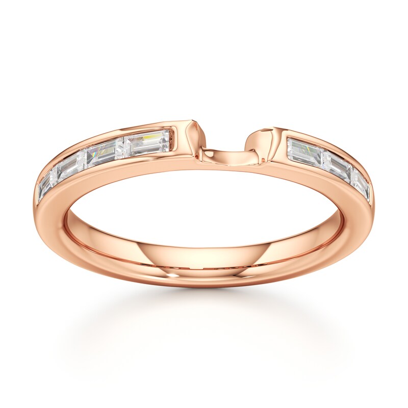 Main Image 1 of J'Lure Baguette-Cut Lab-Grown Diamond Contour Wedding Band 1/3 ct tw 18K Rose Gold