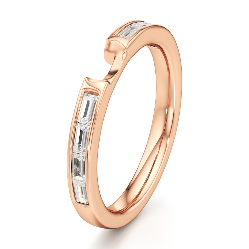 Main Image 4 of J'Lure Baguette-Cut Lab-Grown Diamond Contour Wedding Band 1/3 ct tw 18K Rose Gold