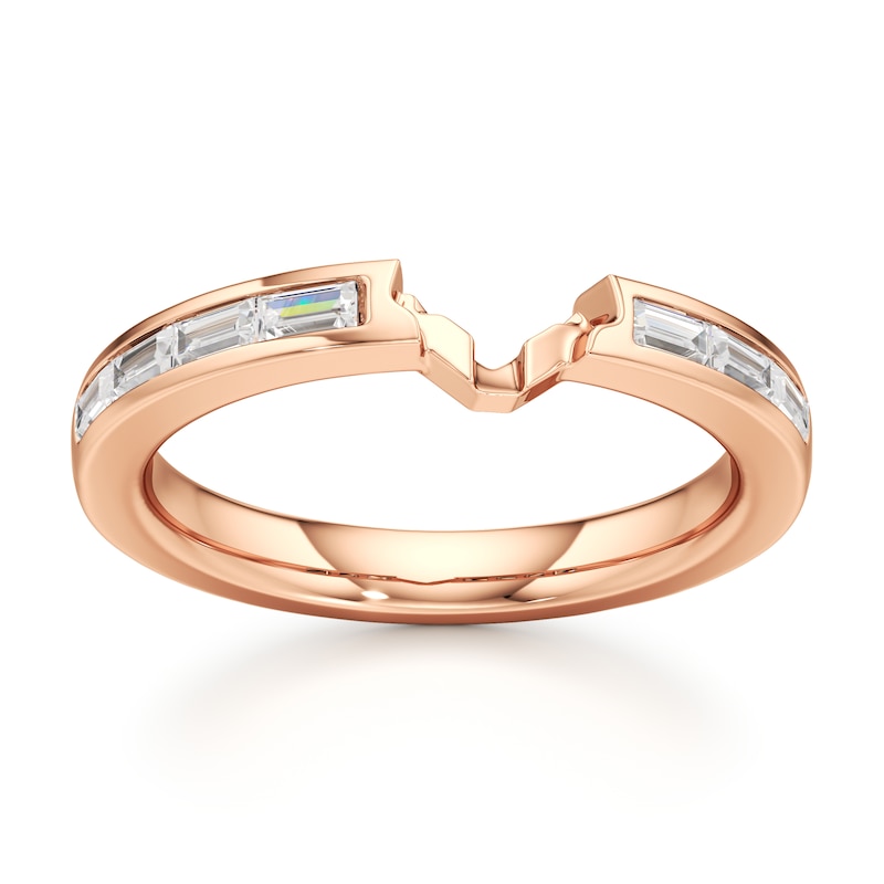 Main Image 1 of J'Lure Baguette-Cut Lab-Grown Diamond Contour Wedding Band 1/3 ct tw 18K Rose Gold