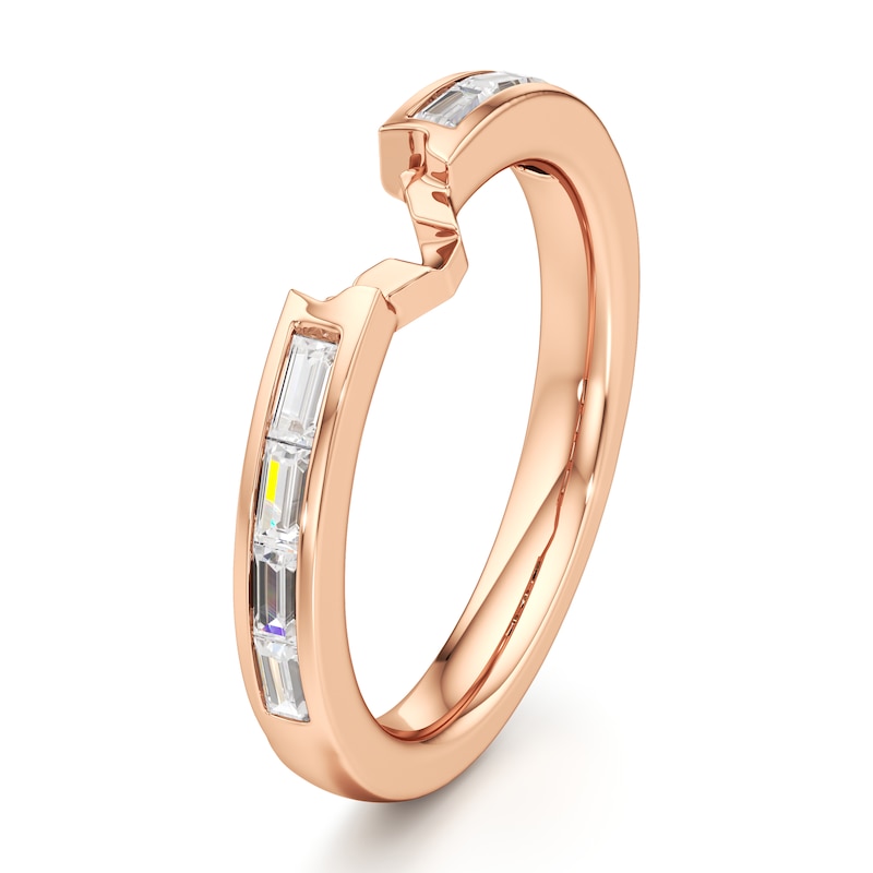 Main Image 4 of J'Lure Baguette-Cut Lab-Grown Diamond Contour Wedding Band 1/3 ct tw 18K Rose Gold