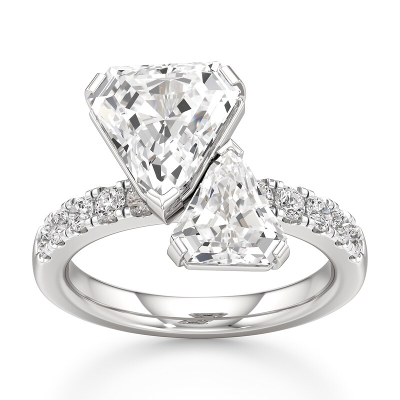 Main Image 1 of J'Lure Shield Step-Cut Two-Stone Lab-Grown Diamond Engagement Ring 4-5/8 ct tw 18K White Gold