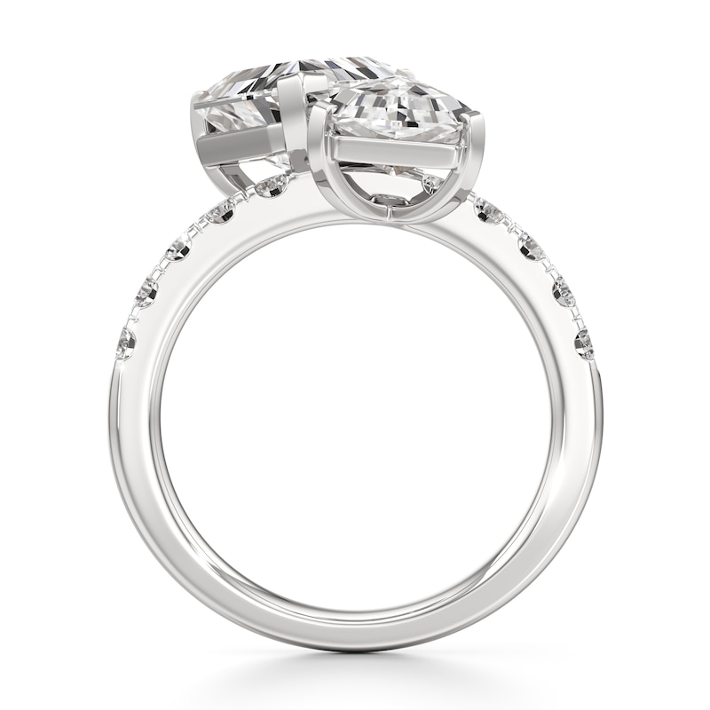 Main Image 2 of J'Lure Shield Step-Cut Two-Stone Lab-Grown Diamond Engagement Ring 4-5/8 ct tw 18K White Gold