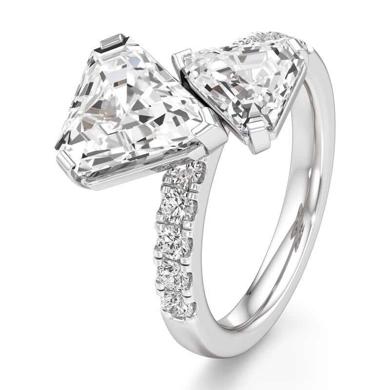 Main Image 4 of J'Lure Shield Step-Cut Two-Stone Lab-Grown Diamond Engagement Ring 4-5/8 ct tw 18K White Gold
