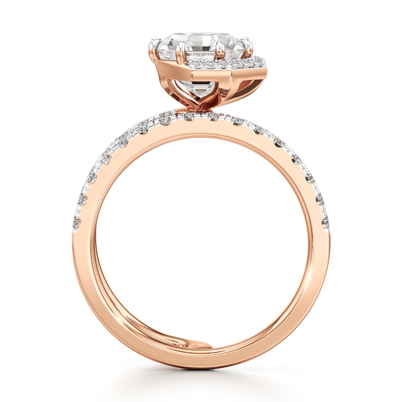 Main Image 2 of J'Lure Octagon Step-Cut Lab-Grown Diamond Spiral Engagement Ring 2-1/2 ct tw 18K Rose Gold