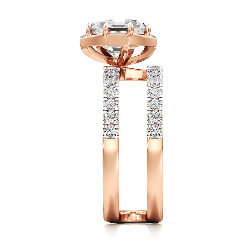 Main Image 3 of J'Lure Octagon Step-Cut Lab-Grown Diamond Spiral Engagement Ring 2-1/2 ct tw 18K Rose Gold