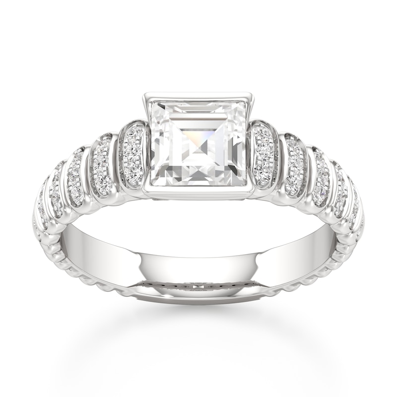 Main Image 1 of J'Lure Carre Step-Cut Lab-Created Diamond Engagement Ring 1-1/6 ct tw 18K White Gold