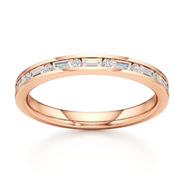 J'Lure Baguette & Round-Cut Lab-Grown Diamond Wedding Band 1/3 ct tw 18K Rose Gold