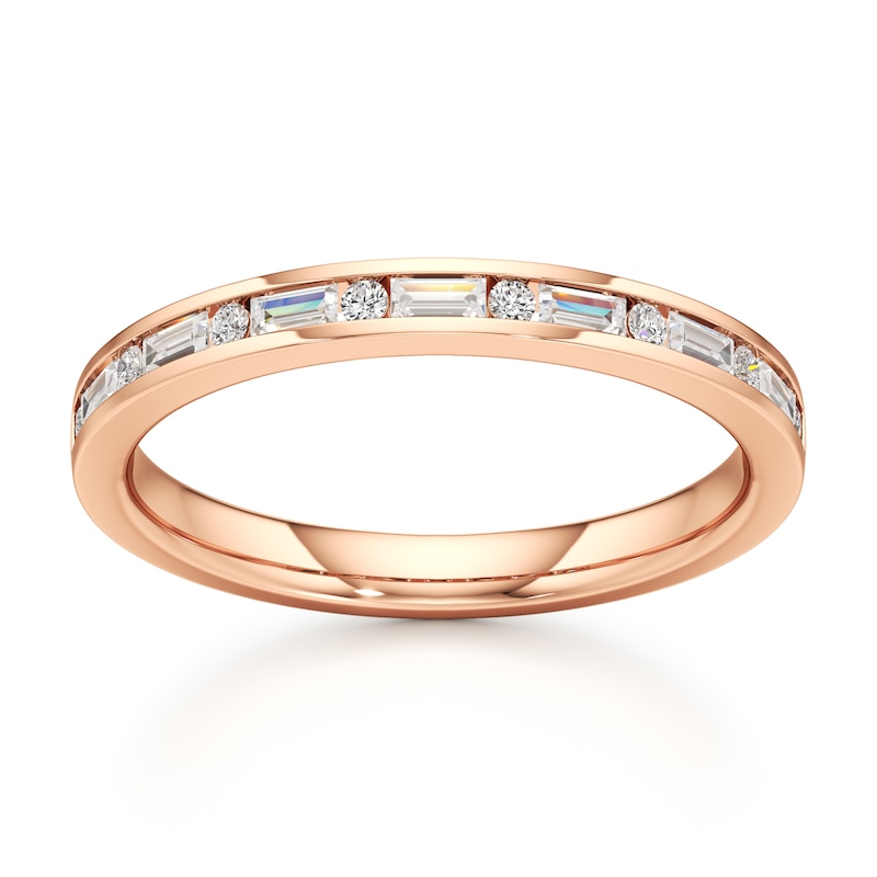Main Image 1 of J'Lure Baguette & Round-Cut Lab-Grown Diamond Wedding Band 1/3 ct tw 18K Rose Gold