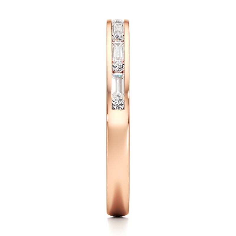 Main Image 3 of J'Lure Baguette & Round-Cut Lab-Grown Diamond Wedding Band 1/3 ct tw 18K Rose Gold