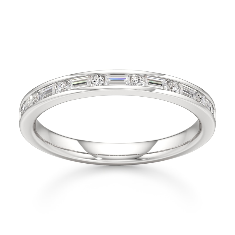 Main Image 1 of J'Lure Baguette & Round-Cut Lab-Grown Diamond Wedding Band 1/3 ct tw 18K White Gold