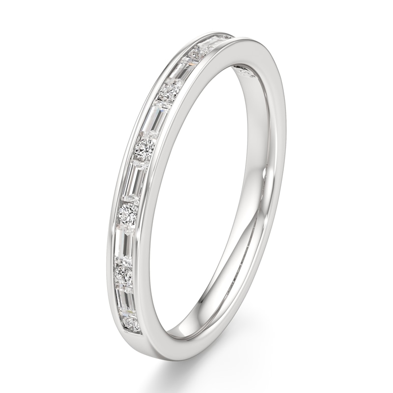 Main Image 4 of J'Lure Baguette & Round-Cut Lab-Grown Diamond Wedding Band 1/3 ct tw 18K White Gold