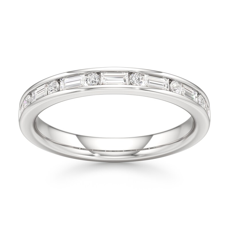 Main Image 1 of J'Lure Baguette & Round-Cut Lab-Grown Diamond Wedding Band 3/8 ct tw 18K White Gold