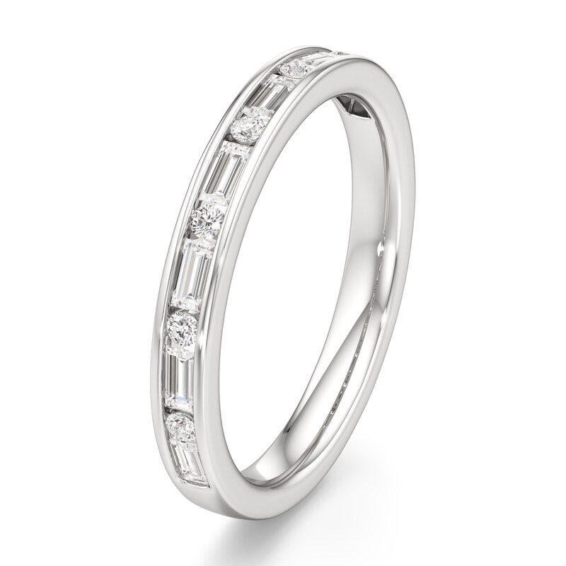 Main Image 4 of J'Lure Baguette & Round-Cut Lab-Grown Diamond Wedding Band 3/8 ct tw 18K White Gold