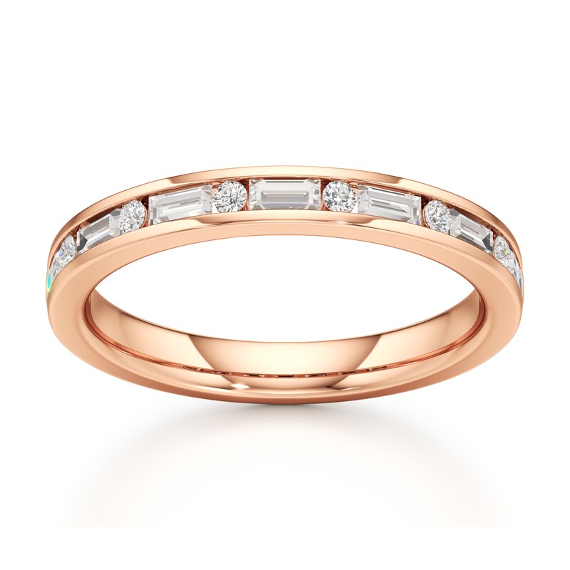 Main Image 1 of J'Lure Baguette & Round-Cut Lab-Grown Diamond Wedding Band 3/8 ct tw 18K Rose Gold