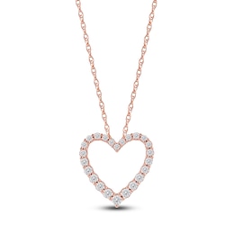 Lab-Grown Diamond Graduated Open-Heart Necklace 1/2 ct tw 14K Rose Gold 18"