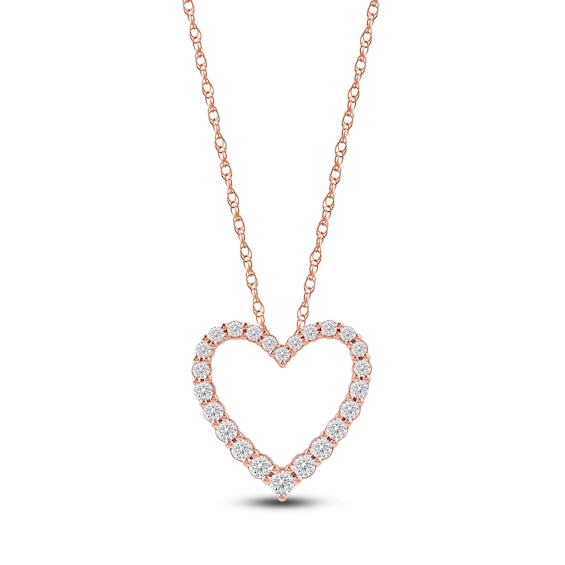 Jared Signature Lab-Grown Diamond Graduated Open-Heart Necklace 1/2 ct tw 14K Rose Gold 18"