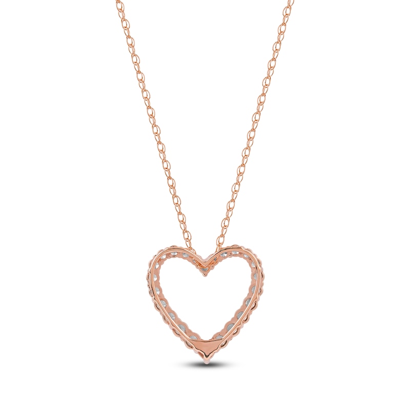 Main Image 3 of Lab-Grown Diamond Graduated Open-Heart Necklace 1/2 ct tw 14K Rose Gold 18"