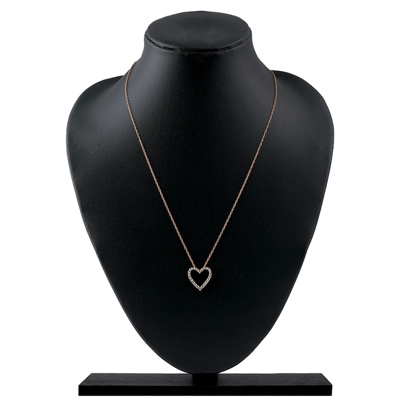 Main Image 5 of Lab-Grown Diamond Graduated Open-Heart Necklace 1/2 ct tw 14K Rose Gold 18"