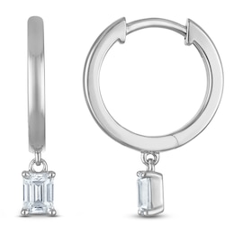 Emerald-Cut Lab-Grown Diamond Solitaire Dangle Hoop Earrings 1/2 ct tw 14K White Gold (SI2/F)