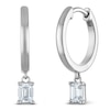 Thumbnail Image 2 of Emerald-Cut Lab-Grown Diamond Solitaire Dangle Hoop Earrings 1/2 ct tw 14K White Gold (SI2/F)