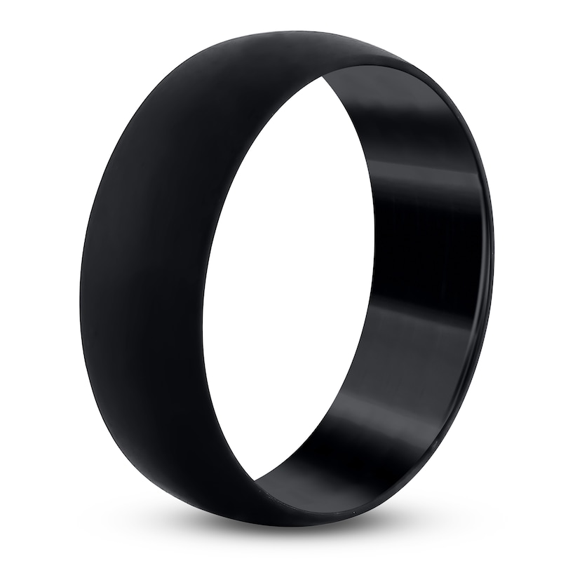 Main Image 3 of Men's Domed Wedding Band 18K Black Gold 10mm