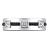 Thumbnail Image 2 of Men's Square-Cut Certified Diamond Three-Stone Wedding Band 3/4 ct tw 18K Black Gold & 18K White Gold