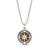 Thumbnail Image 1 of Men's Natural Tiger's Eye & Black Diamond Compass Necklace 1/3 ct tw 14K Yellow Gold-Plated Sterling Silver 24"