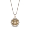 Thumbnail Image 3 of Men's Natural Tiger's Eye & Black Diamond Compass Necklace 1/3 ct tw 14K Yellow Gold-Plated Sterling Silver 24"