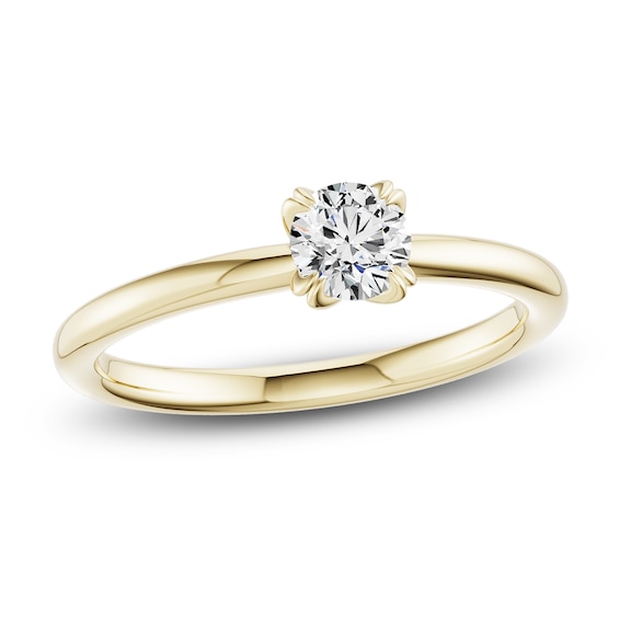 Certified Round-Cut Diamond Solitaire Engagement Ring 1/2 ct tw 18K Yellow Gold (SI2/G)