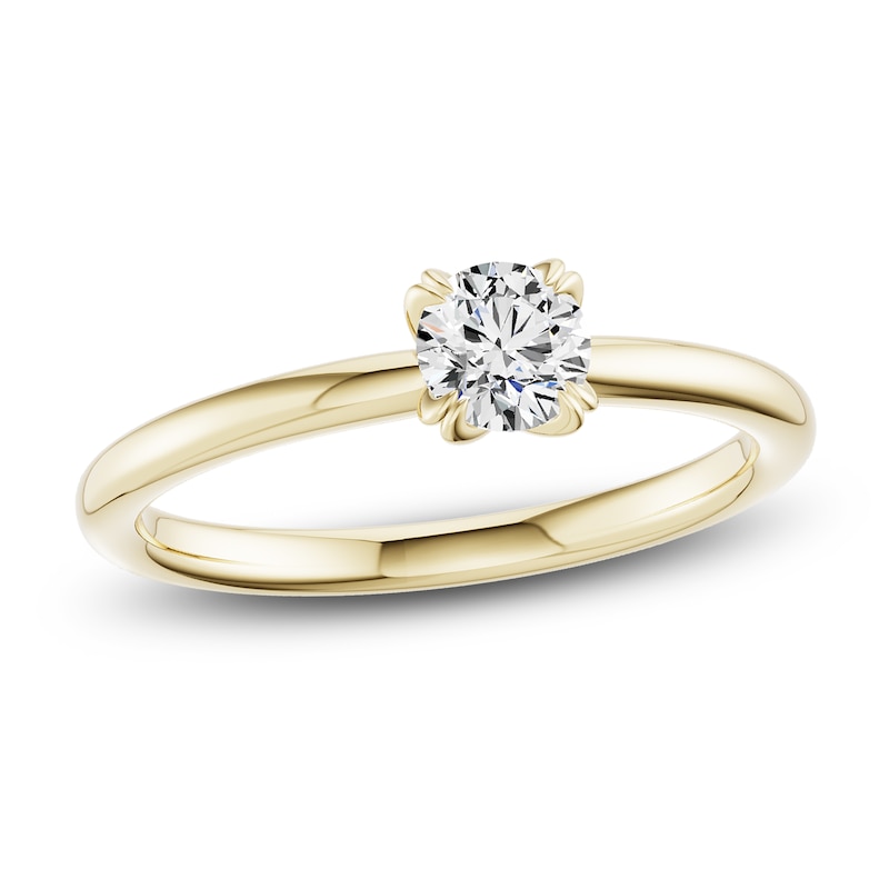 Main Image 1 of Certified Round-Cut Diamond Solitaire Engagement Ring 1/2 ct tw 18K Yellow Gold (SI2/G)