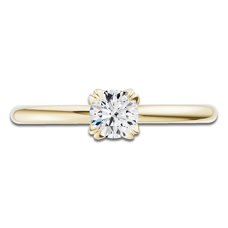 Main Image 3 of Certified Round-Cut Diamond Solitaire Engagement Ring 1/2 ct tw 18K Yellow Gold (SI2/G)
