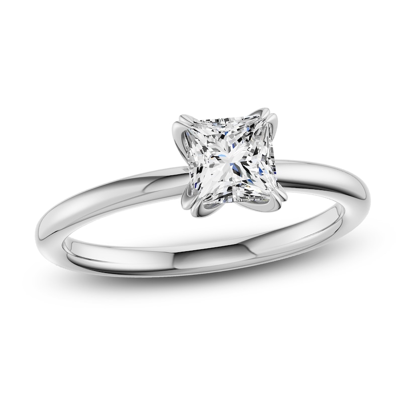 Main Image 1 of Certified Princess-Cut Diamond Solitaire Engagement Ring 1 ct tw 14K White Gold (I1/I)